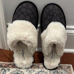 Coach Women's Black and White Slippers